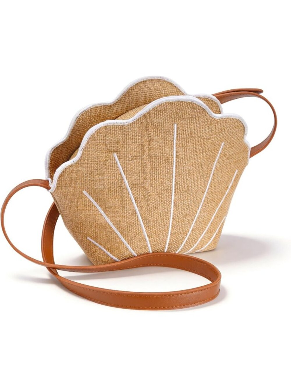 Woven Straw Crossbody Bag with Shells | Summer Beach Shoulder Purse Wallet
